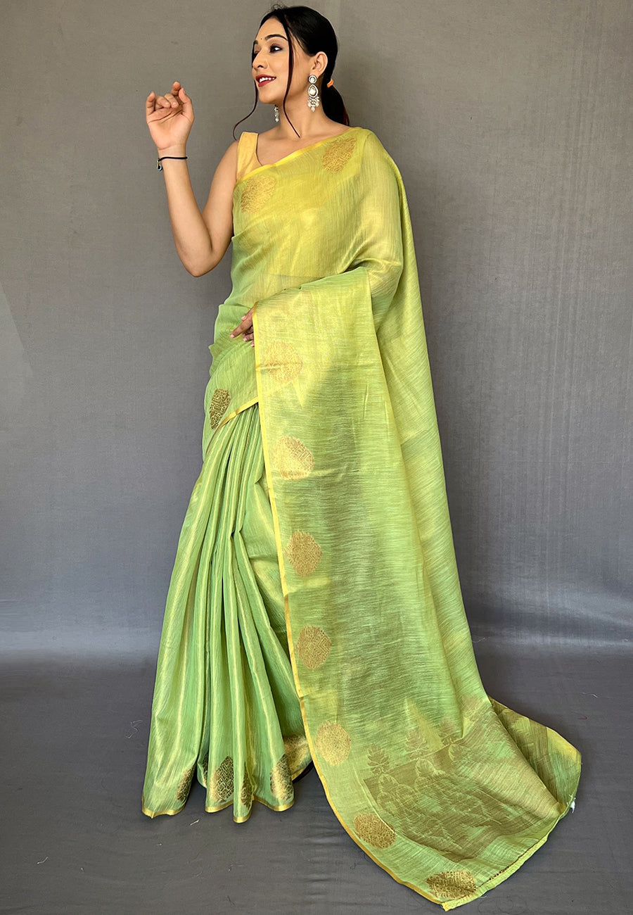Green Gulabo Banarasi Tissue Silk Zari Woven Saree