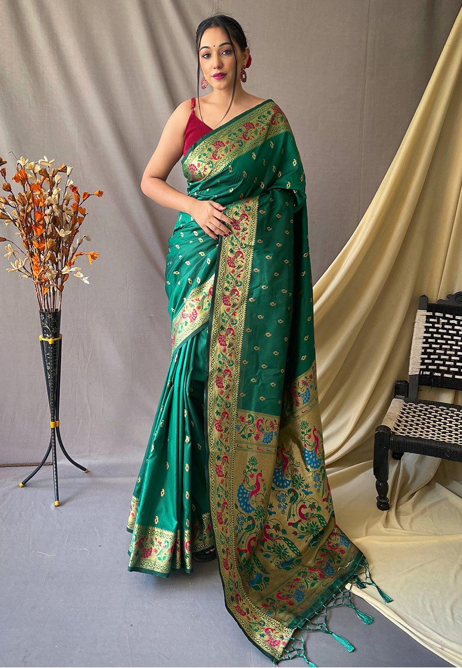 Paithani Silk Vol. 1 Woven Saree Green
