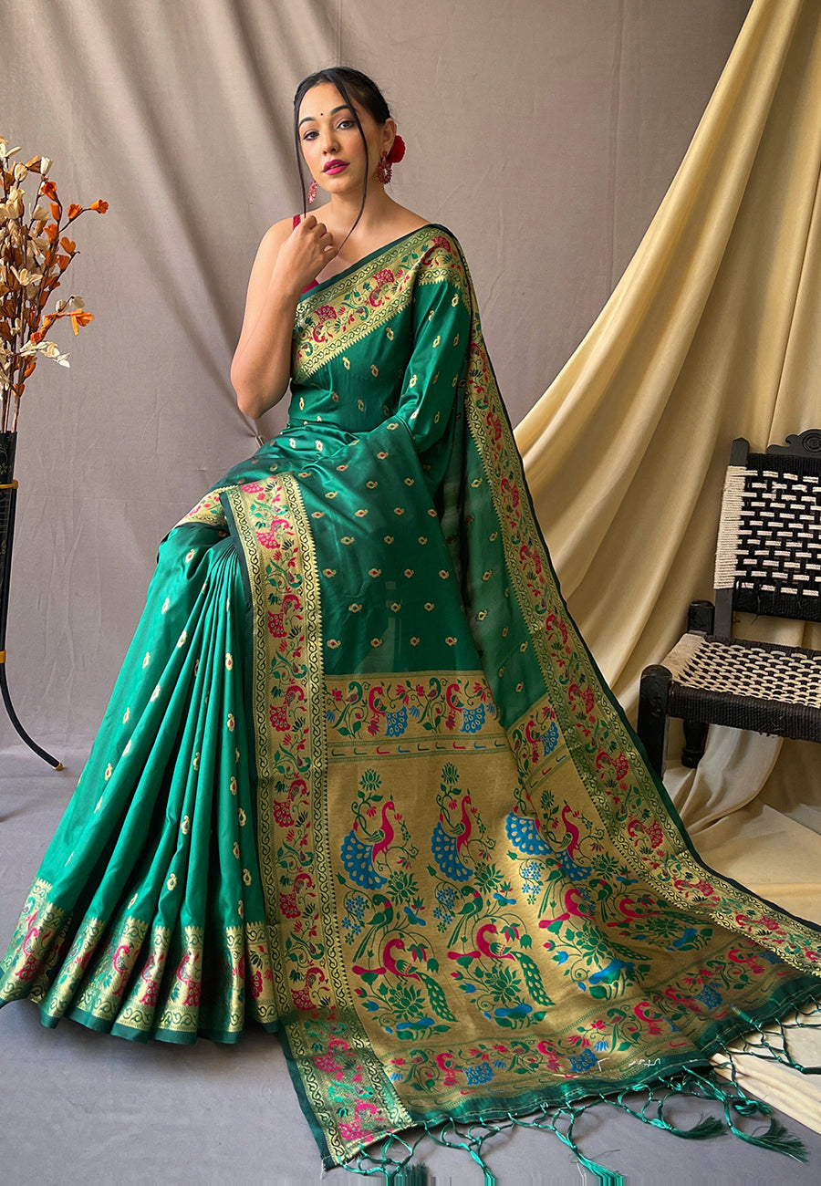 Paithani Silk Vol. 1 Woven Saree Green
