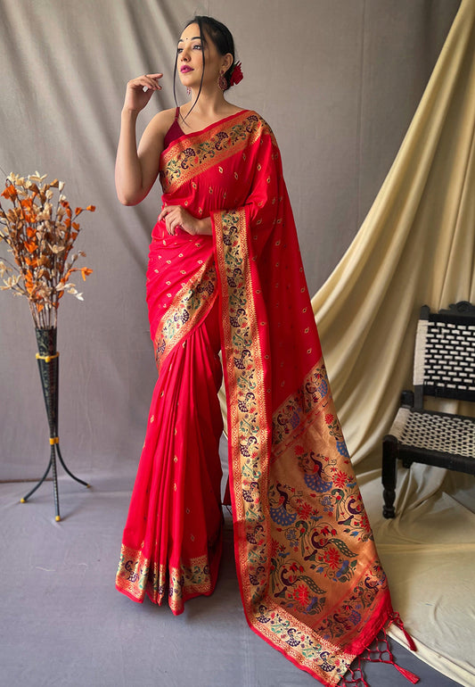 Paithani Silk Vol. 1 Woven Saree Red