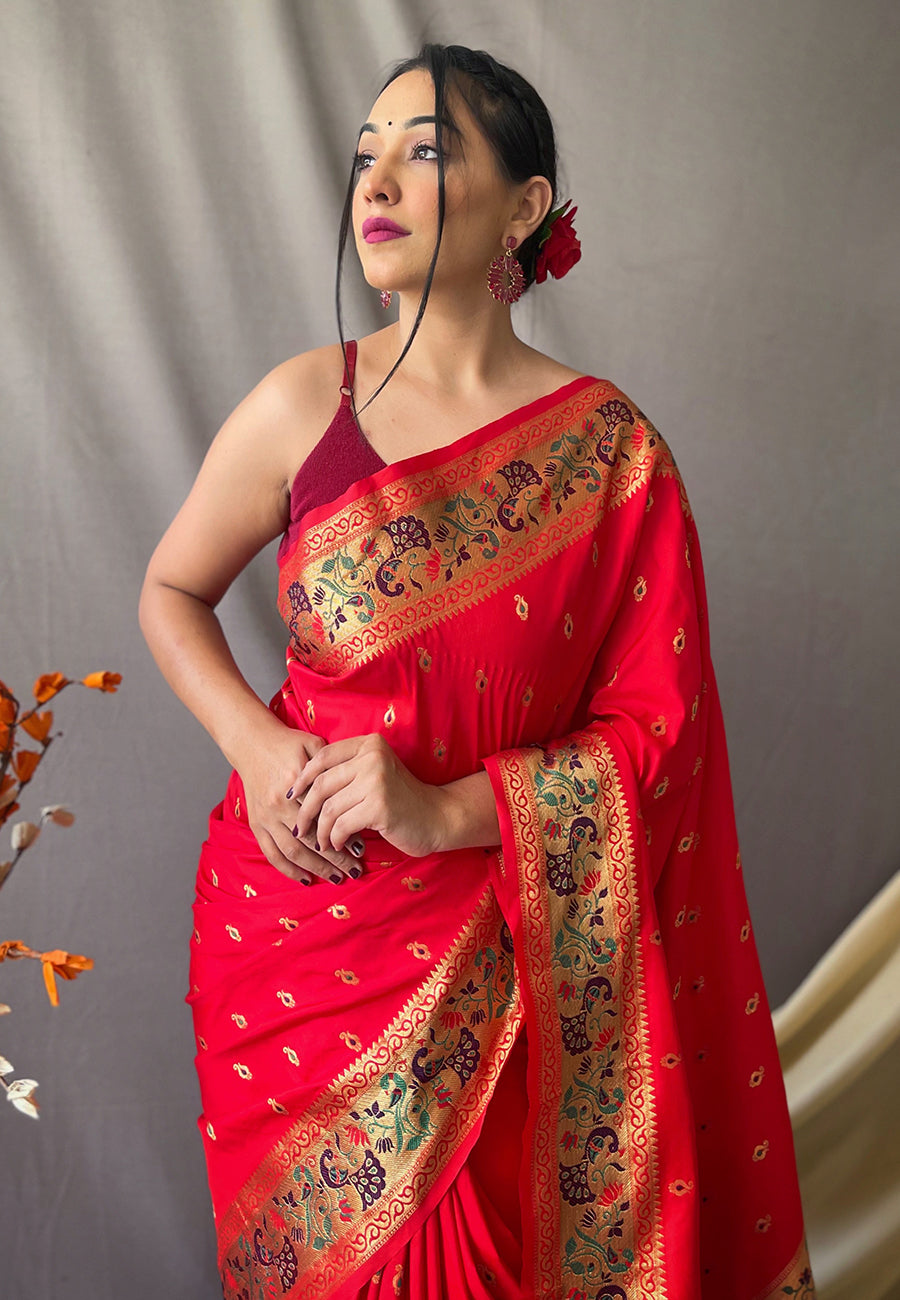 Paithani Silk Vol. 1 Woven Saree Red