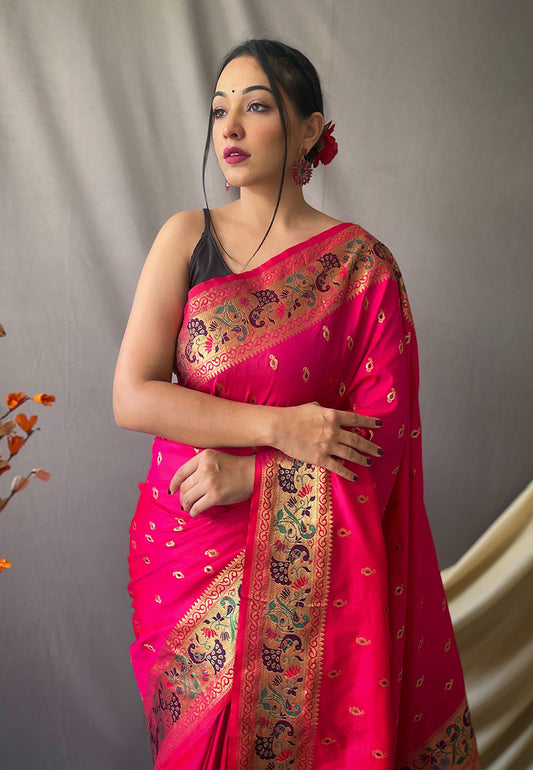 Paithani Silk Vol. 1 Woven Saree Pink
