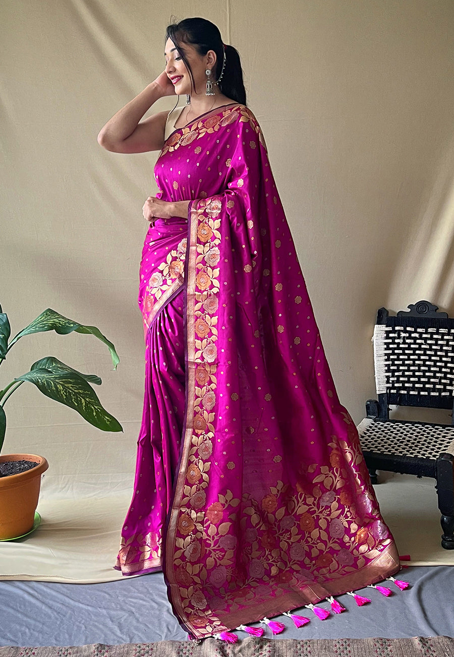 Pink Suhani Banarasi Silk Zari Woven Saree