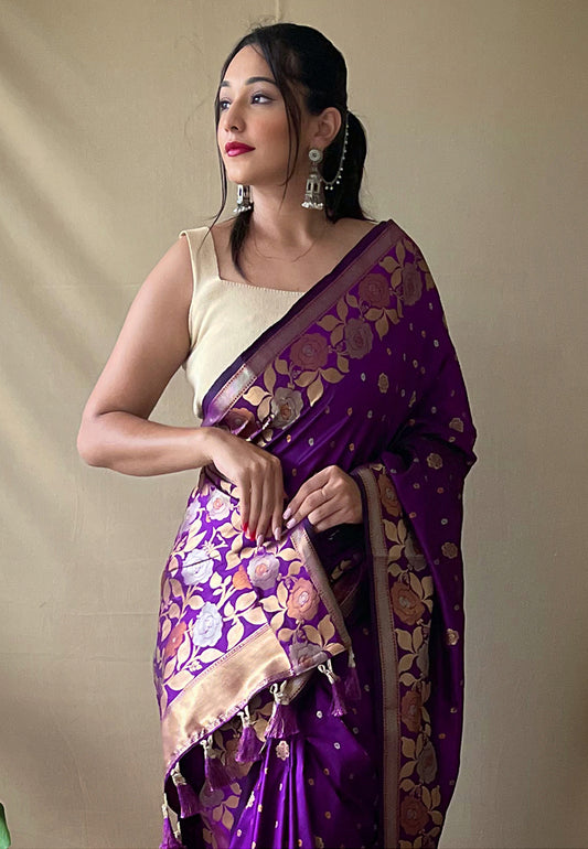 Purple Suhani Banarasi Silk Zari Woven Saree