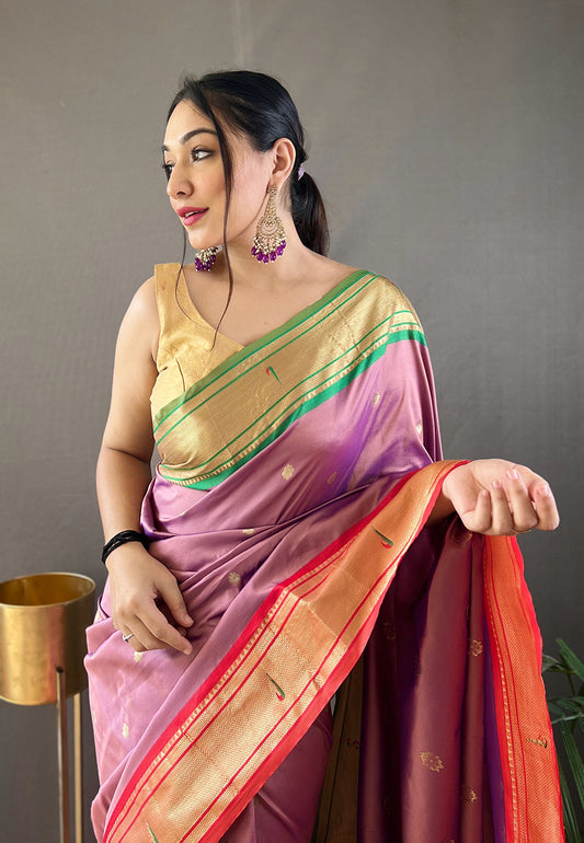Pink Kamal Paithani Silk Woven Saree