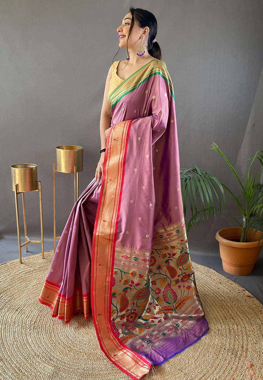 Pink Kamal Paithani Silk Woven Saree