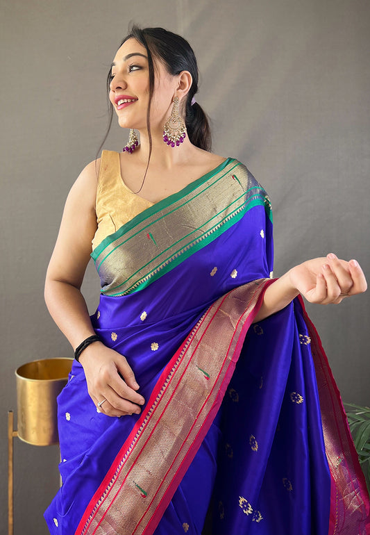 Violet Kamal Paithani Silk Woven Saree