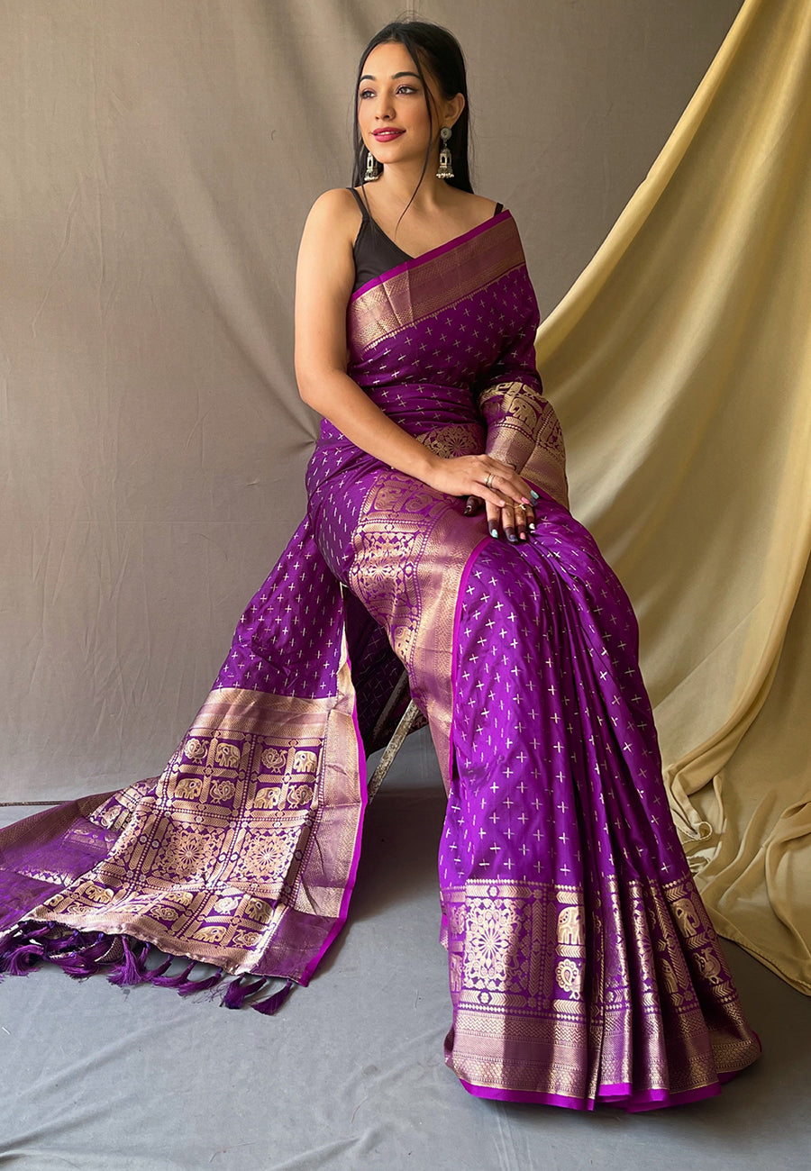 Purple Suhasini Banarasi Silk Zari Woven Saree