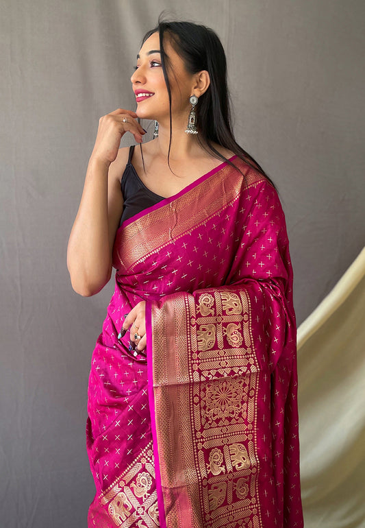 Pink Suhasini Banarasi Silk Zari Woven Saree