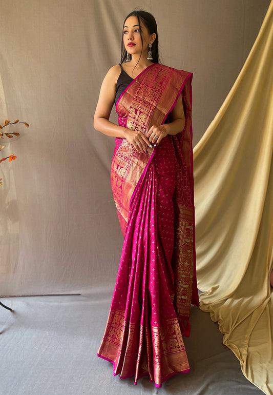 Pink Suhasini Banarasi Silk Zari Woven Saree