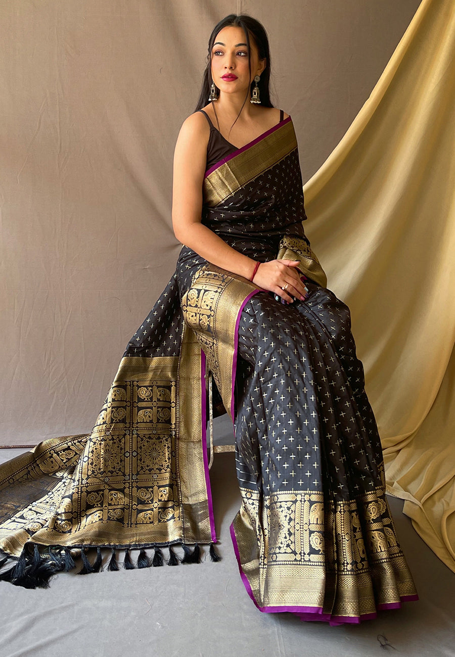 Black Suhasini Banarasi Silk Zari Woven Saree