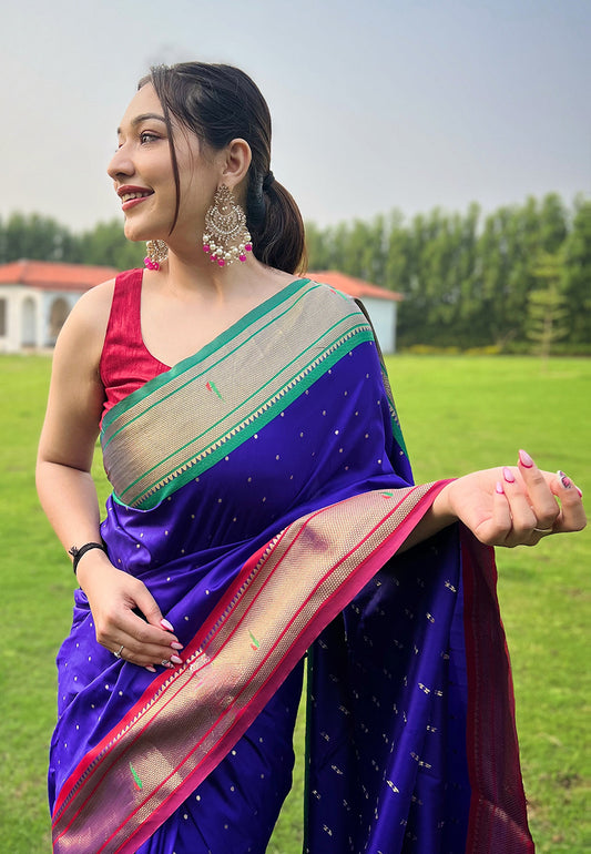 Kusum Violet Paithani Silk Woven Saree