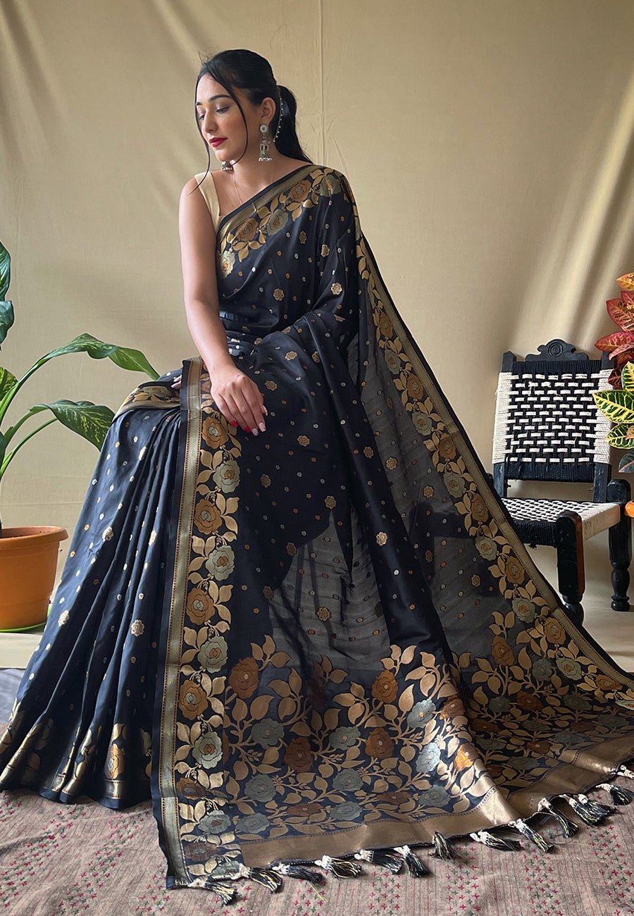 Black Suhani Banarasi Silk Zari Woven Saree