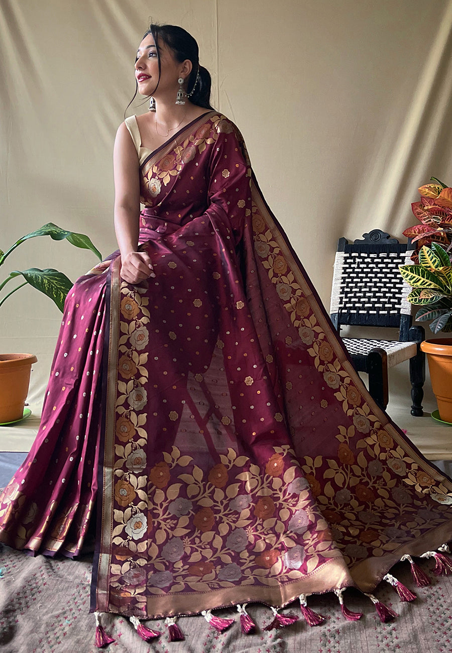 Brown Suhani Banarasi Silk Zari Woven Saree