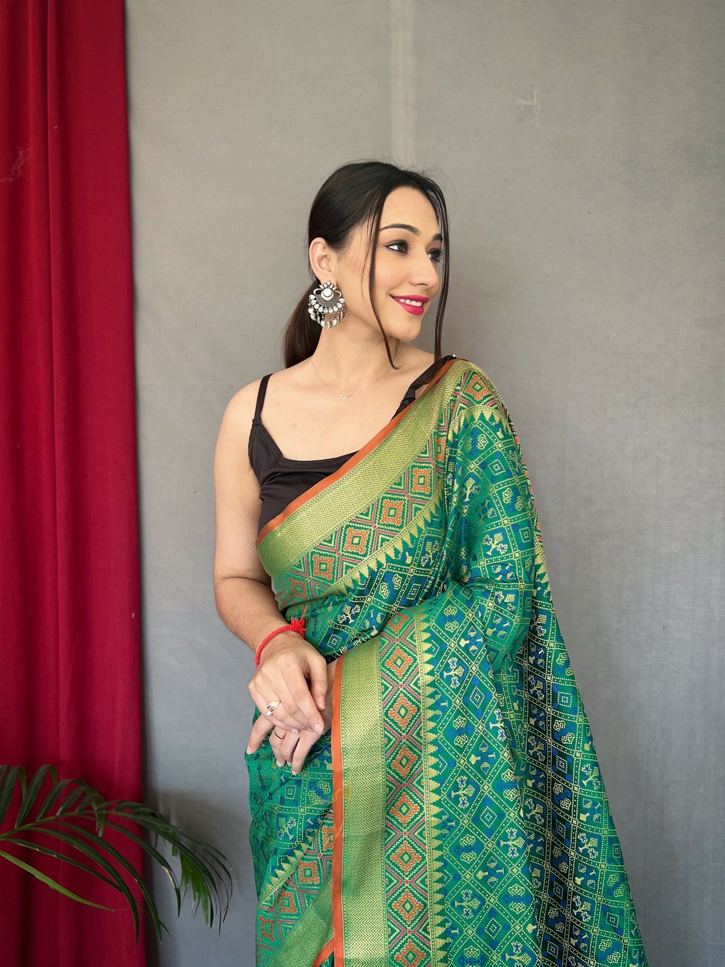 Green Rajkoti Patola Silk Woven Saree