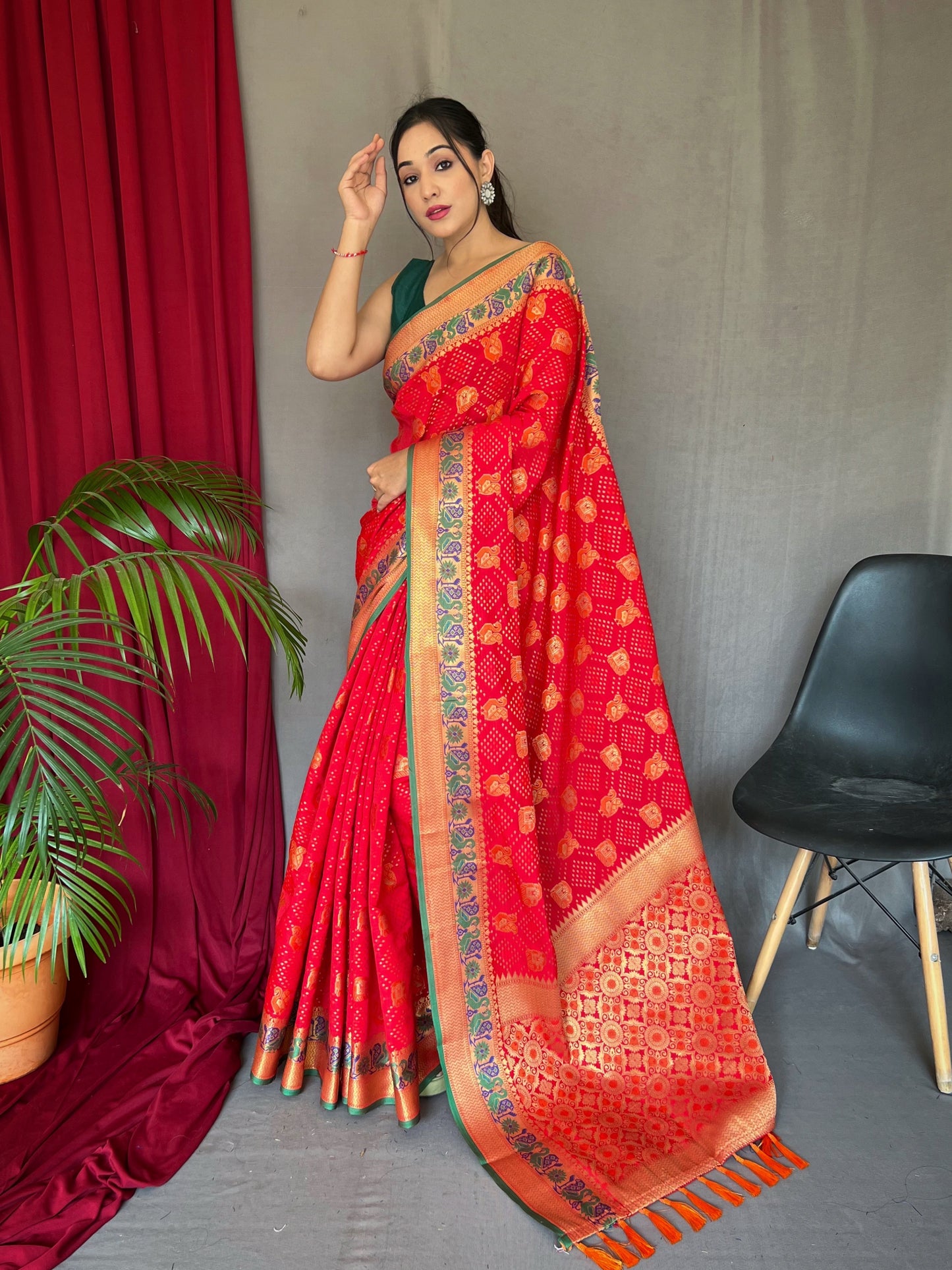 Kutch Patola Silk Woven Saree Red