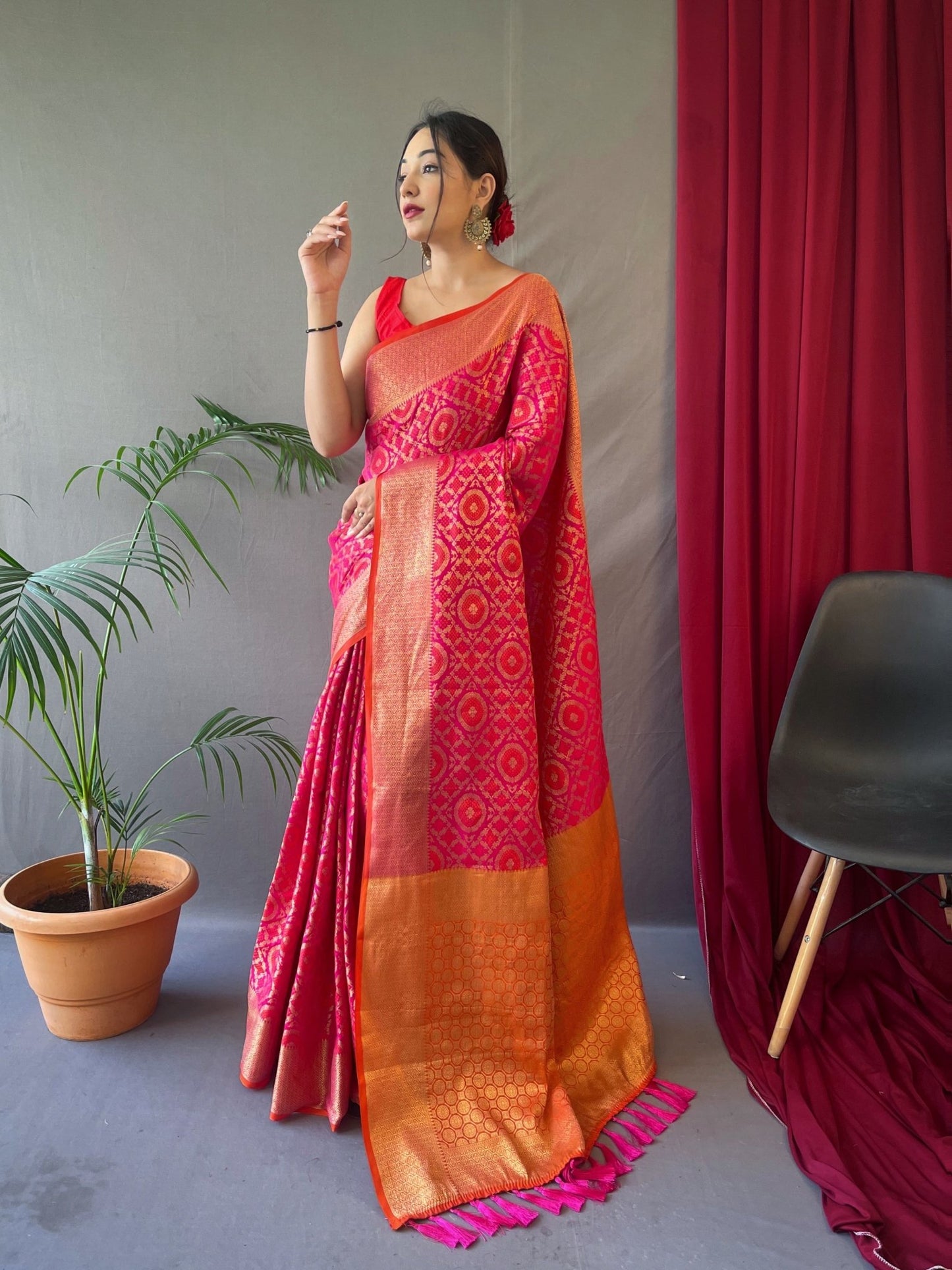 Patola Silk Woven Vol. 5 Contrast Pink with Orange - TASARIKA INDIA
