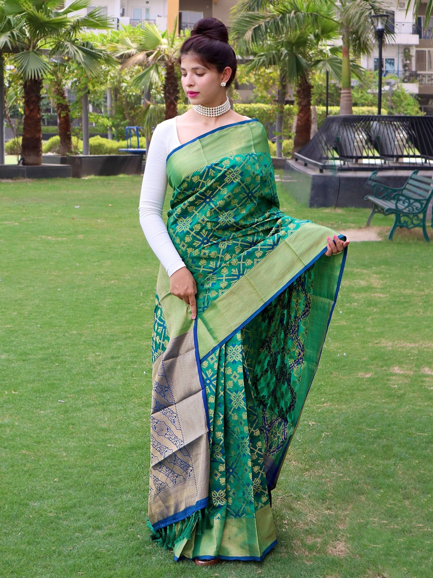 Patola Silk Woven Vol. 6 Contrast Green with Blue - TASARIKA INDIA